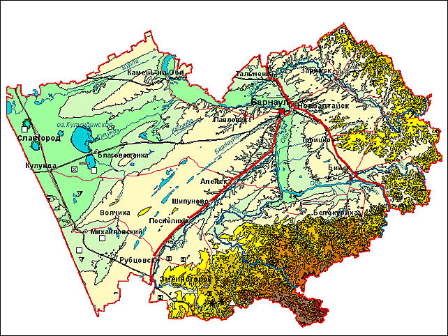 Топографическая карта алтайского края по районам