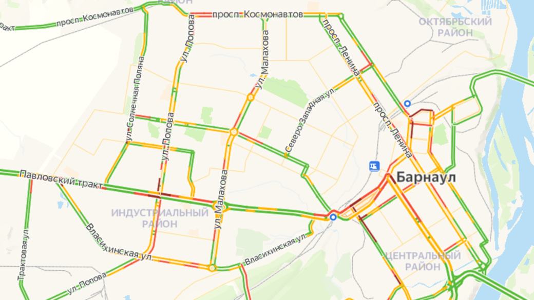Пробки барнаул онлайн сейчас карта со спутника в реальном времени