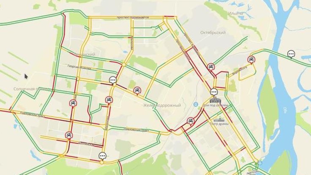 Пробки барнаул онлайн сейчас карта со спутника в реальном времени