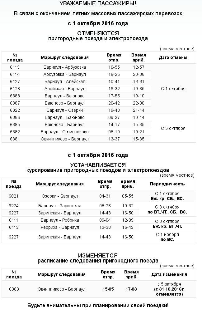 Электричка заринск барнаул расписание на завтра 2024